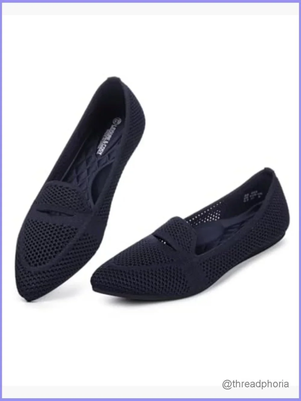 Pointed Toe Penny Loafers Dressy Ballet Flats Knit Slip-on Comfort